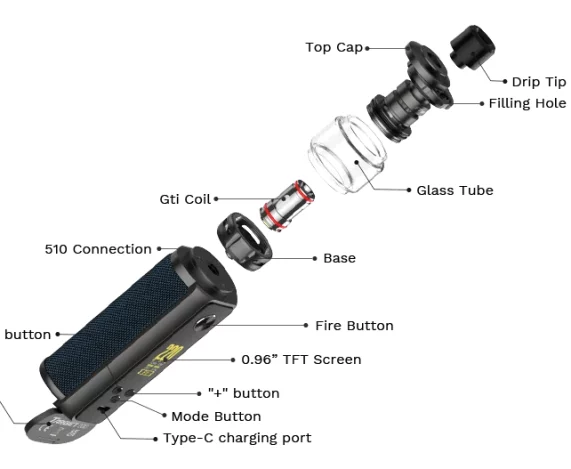 Vaporesso Target 200 Kit explotado vaporizador V-Tower Arizer Vaporizadores.pe